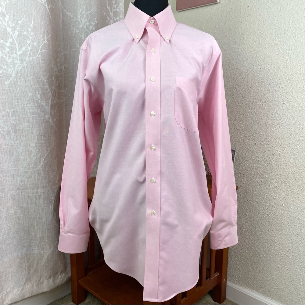 Brooks Brothers Light Pink Slim Fit Polo Long Sleeve Dress Shirt